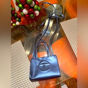 Small Telfar metallic blue bag